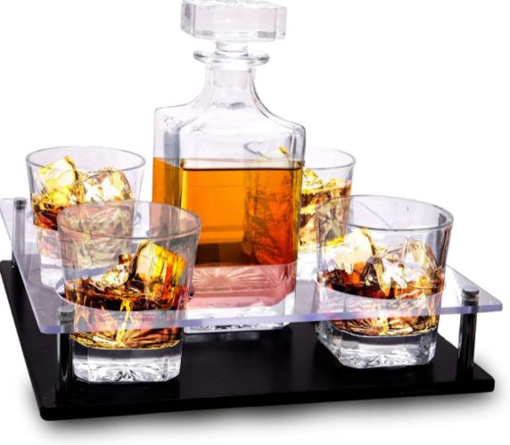 Bezrat Old Fashioned Decanter & Whiskey Glasses Set