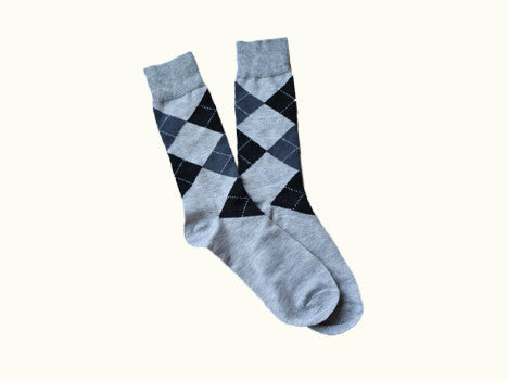 Gray and Black Argyle Men's Dress Socks