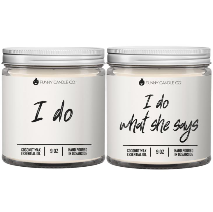 I do and I do what she says- 9oz wedding candle bundle – Aisle