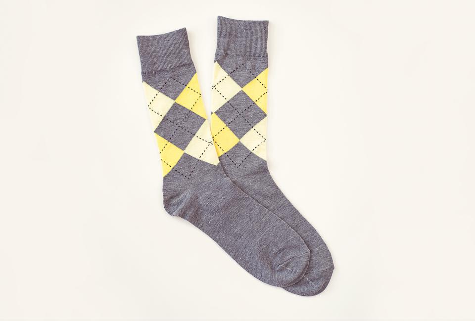 Yellow and Gray Argyle Socks
